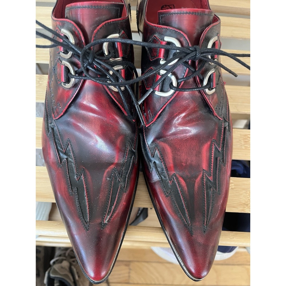 Jeffery West Muse Patent Leather Winklepicker Shoes Pointed Derby Cuban Heel Sz - Picture 3 of 9